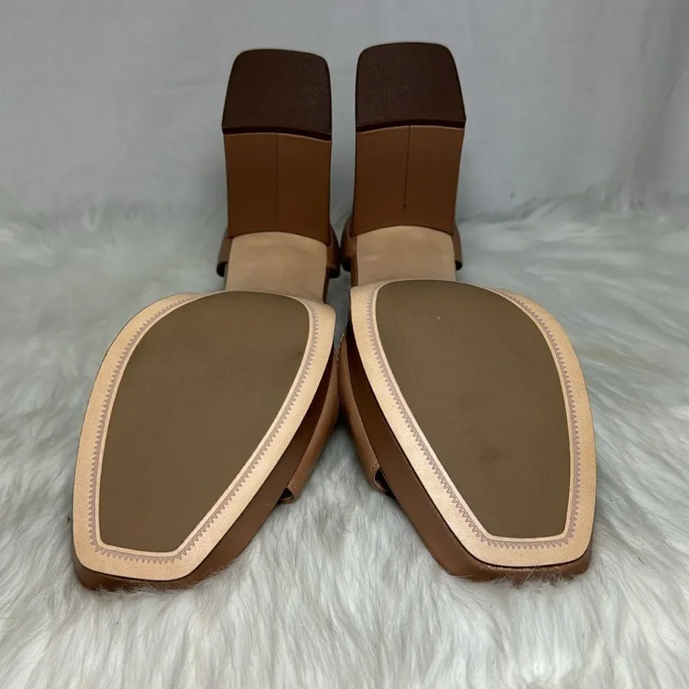 27 Edit By Naturalizer Jae Like‎ New Tan Leather T-Strap Platform Sandals…